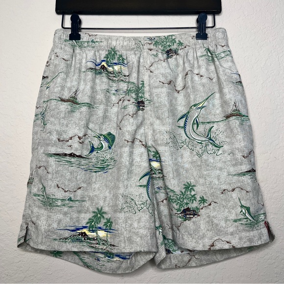 Tommy Bahama Green Marlin Swim Trunks Size S TR9670 Elastic Waist Lined Casual - Picture 1 of 14
